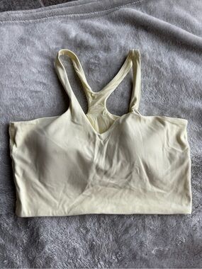 Lululemon Bend This Light Yellow Longline V and Racer Neck Sports Bra - S/M